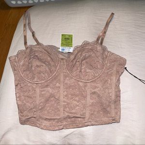 Light Brown Lace Crop Top